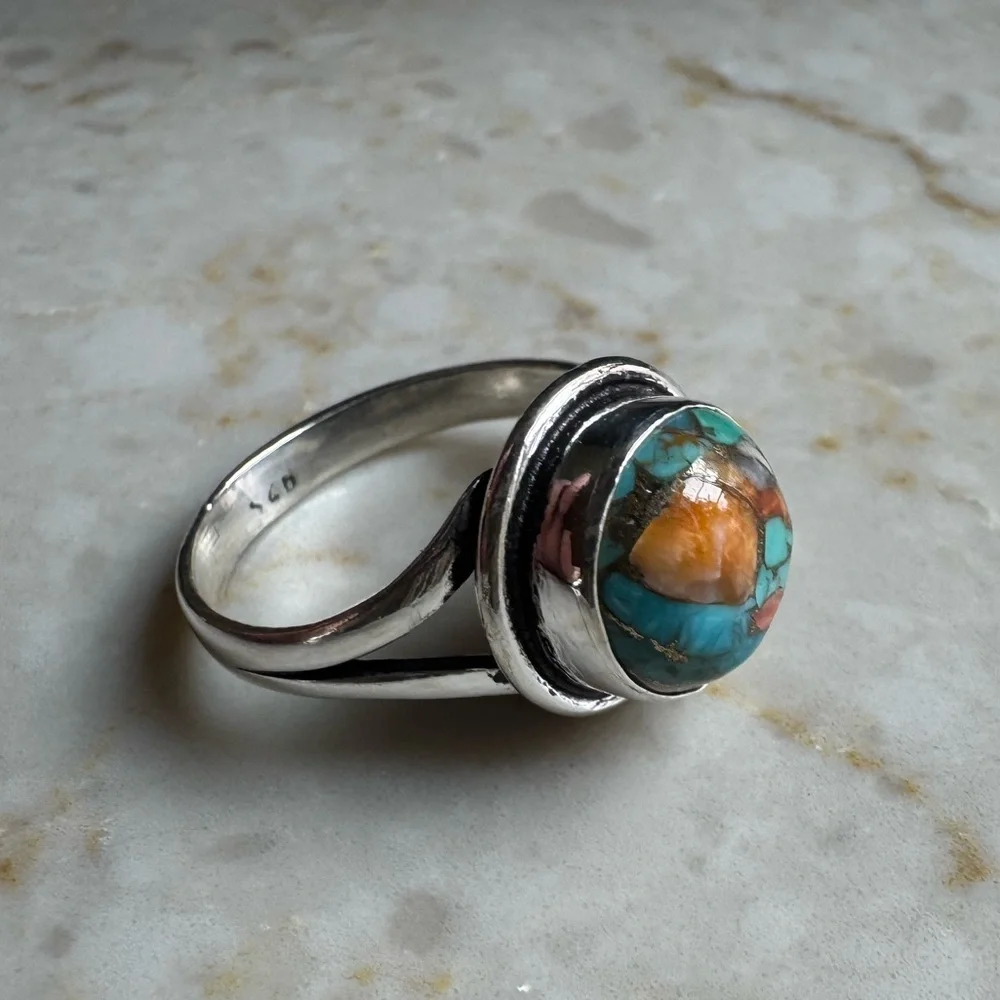 NWOT Sundance Beach Mosaic Ring, Spiny Oyster, Sterling Silver